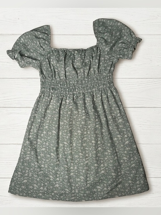 iris Dresses & Skirts - IRIS Sage Green Floral Smocked Cottagecore Puff Sleeve Linen Blend Mini Dress L